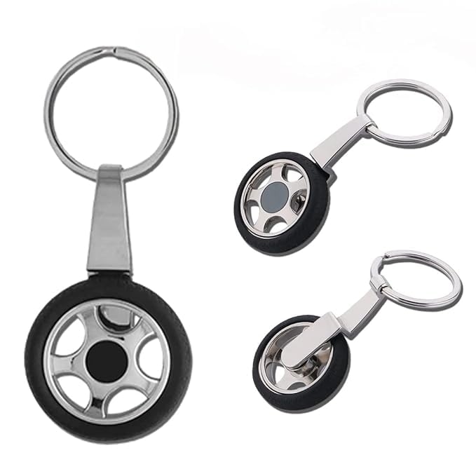 Tyre shape rotating keychain