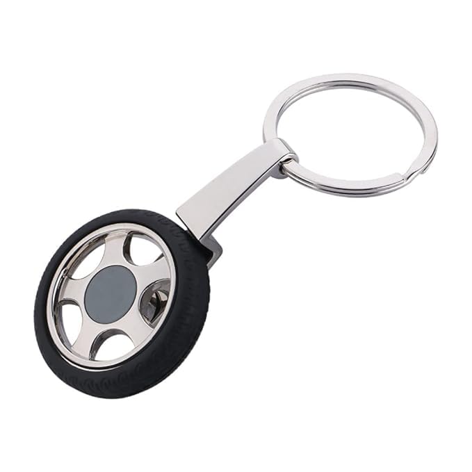 Tyre shape rotating keychain