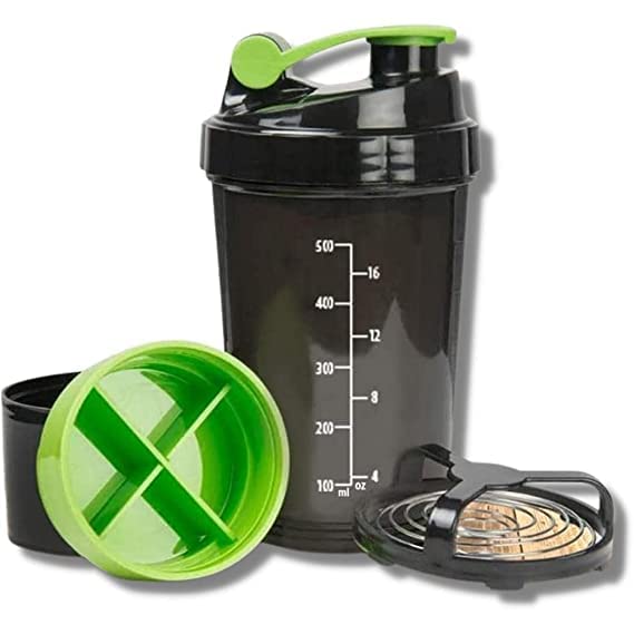 Spider shaker with Double compartment and mixing whisk