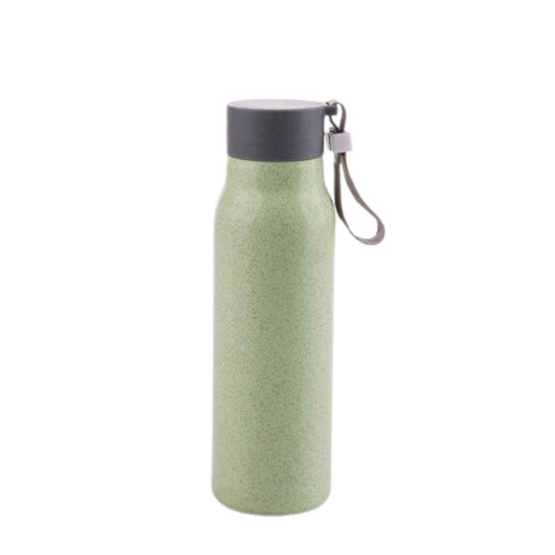 Glass bottle with wheat straw body