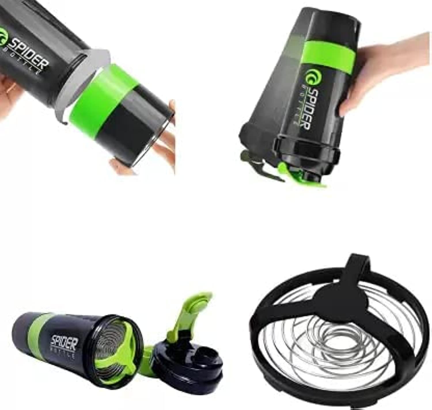 Spider shaker with Double compartment and mixing whisk