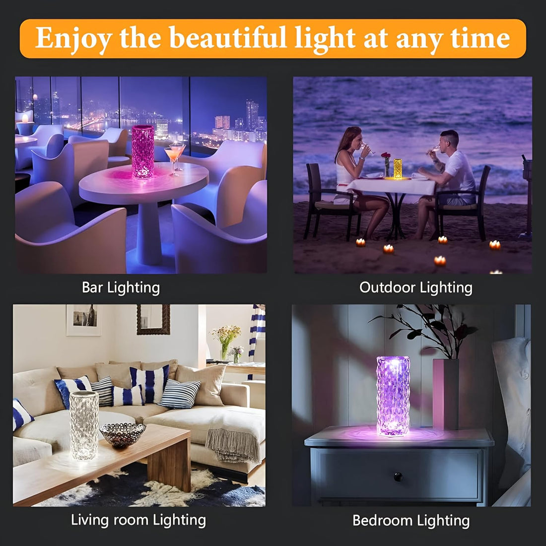 16 Color Changing Rose Diamond LED Table Lamp