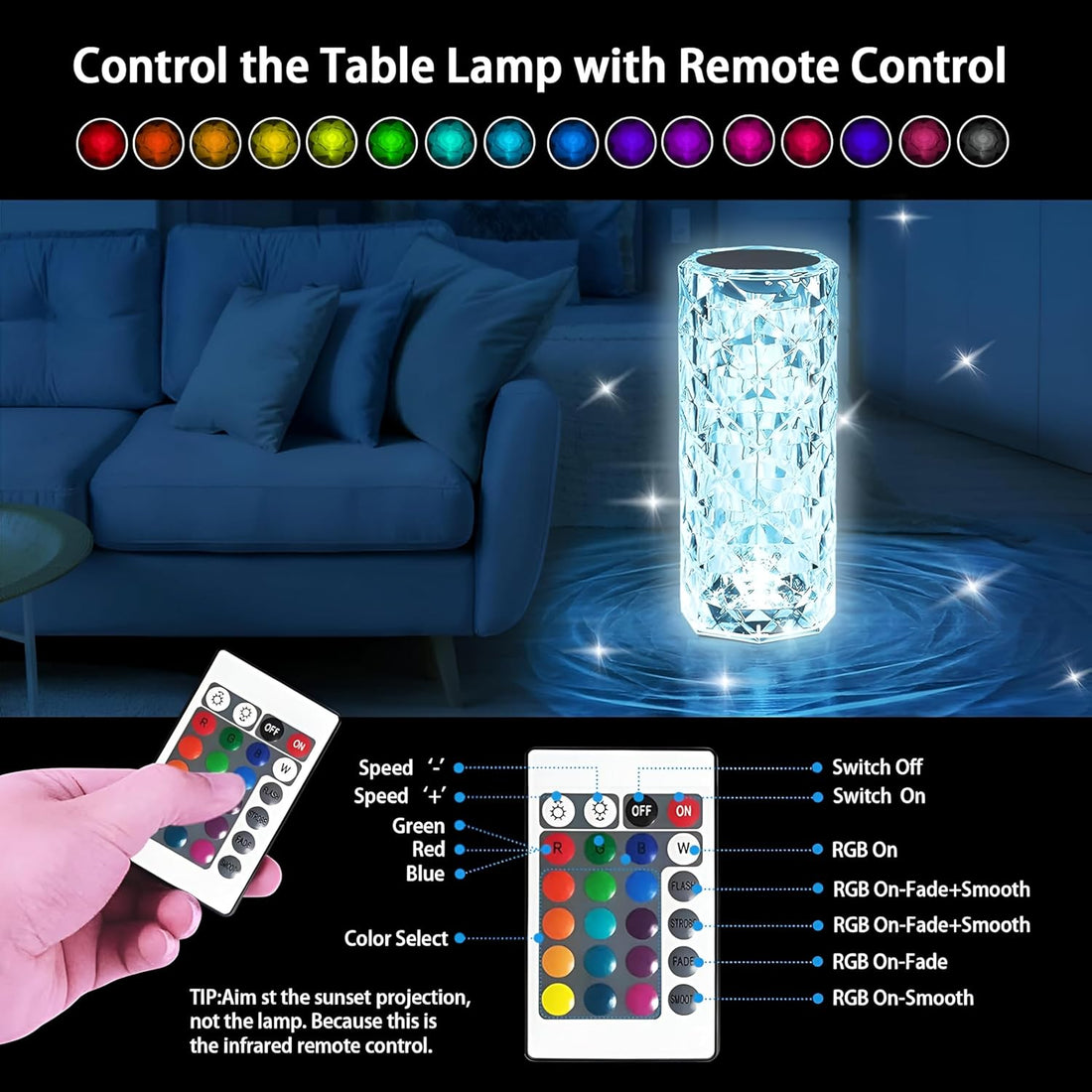 16 Color Changing Rose Diamond LED Table Lamp