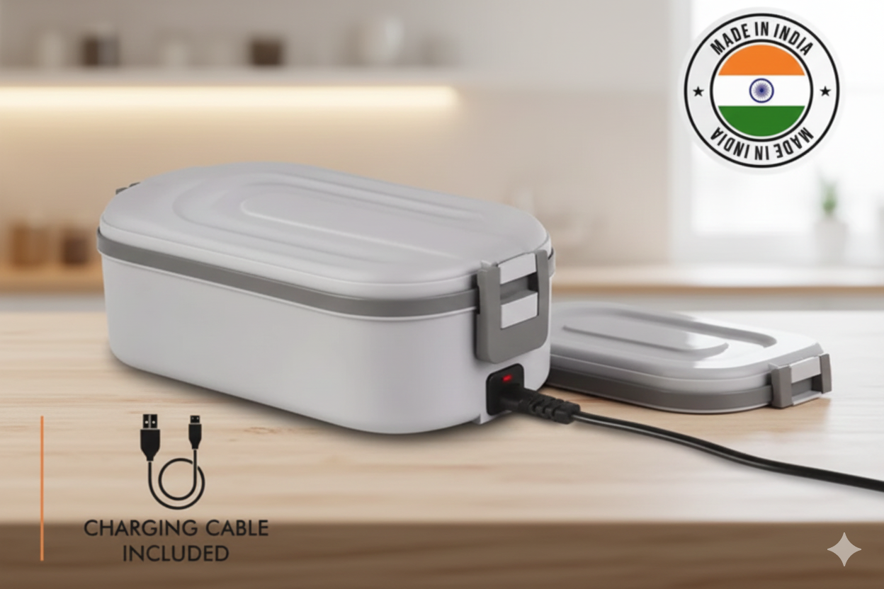 ThermoBite Slim: Electric Lunch Box with 2 Steel Containers
