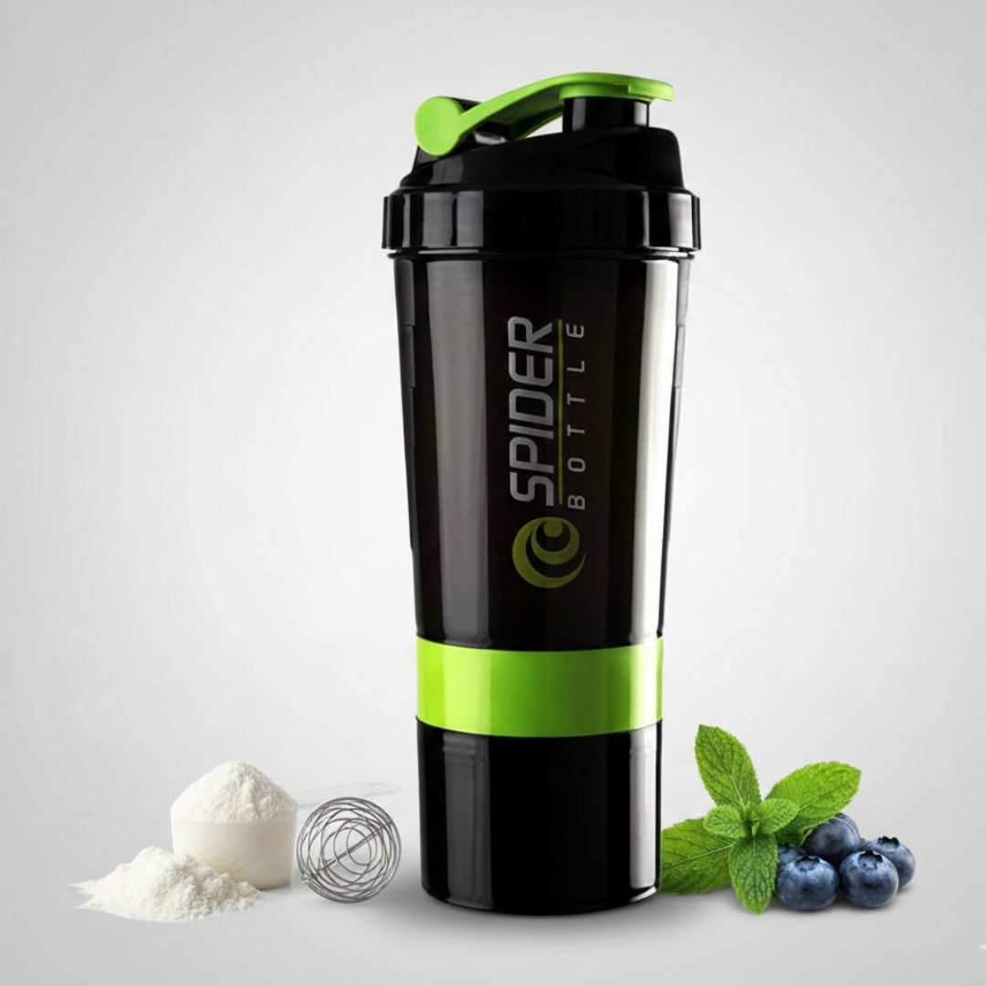 Spider shaker with Double compartment and mixing whisk