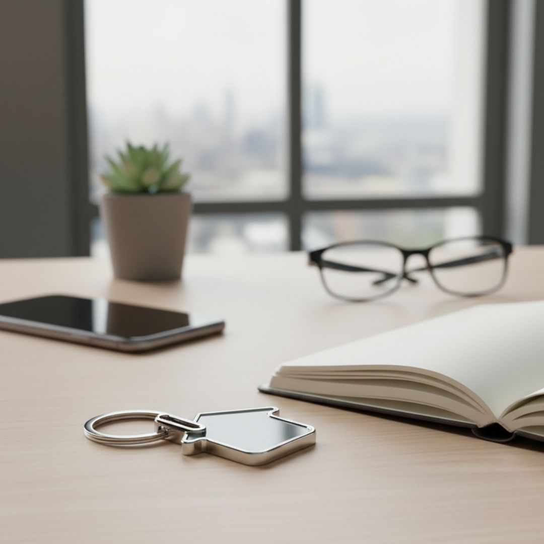 Hut shape metal keychain in Black finish