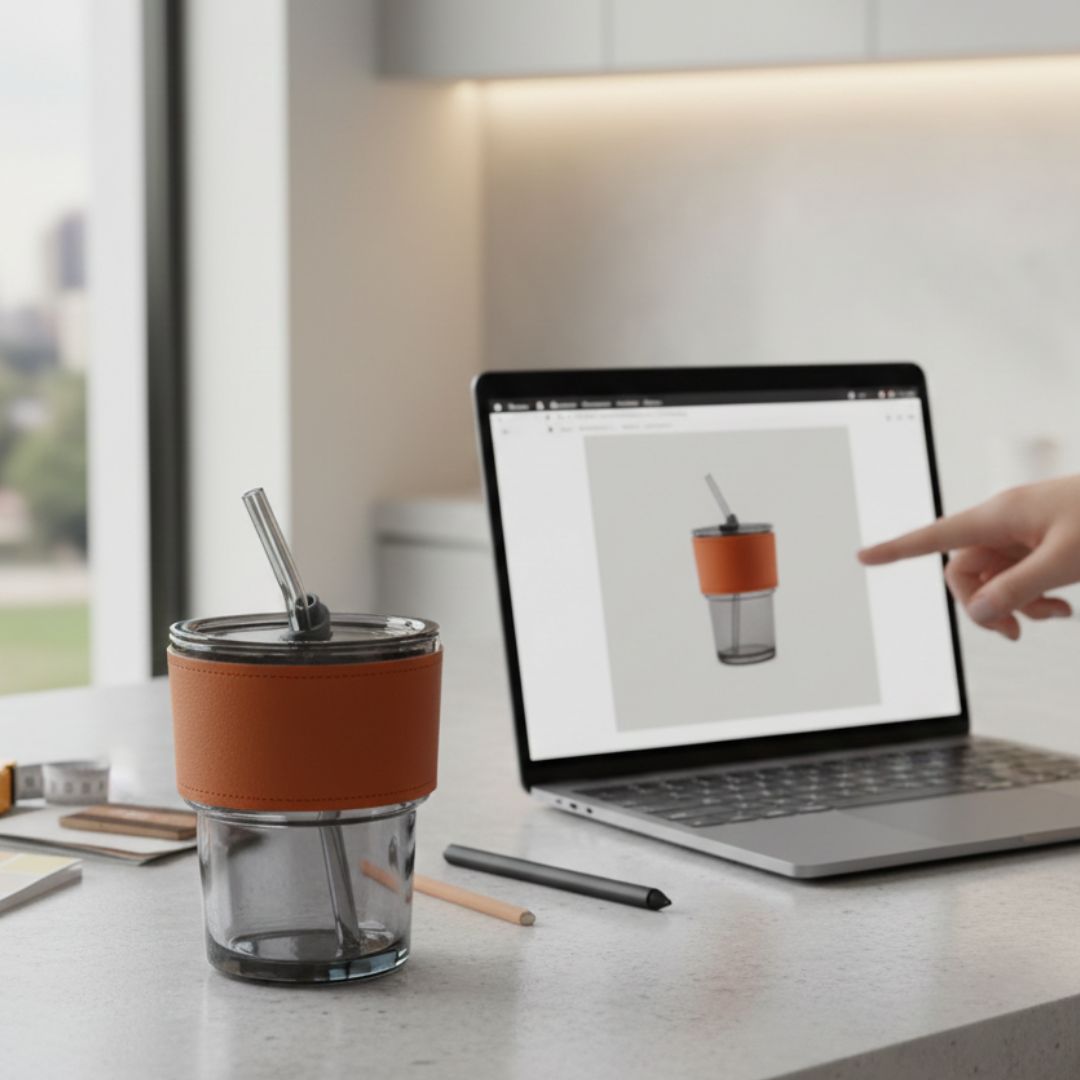 Travel Glass Coffee Mug with Lids and Straws