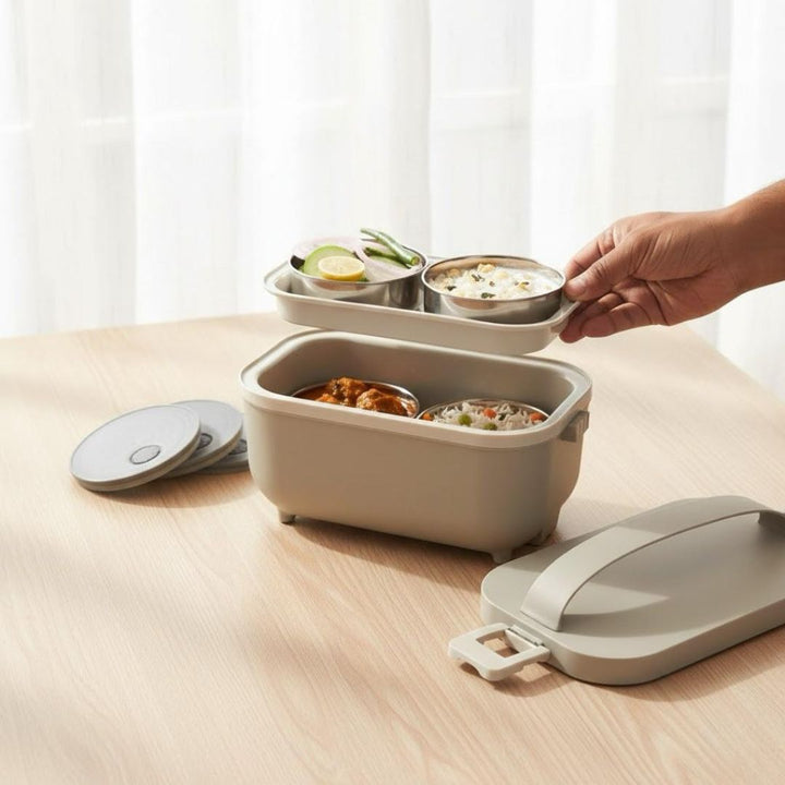 ThermoBite: Electric Lunch Box with 4 Steel Containers