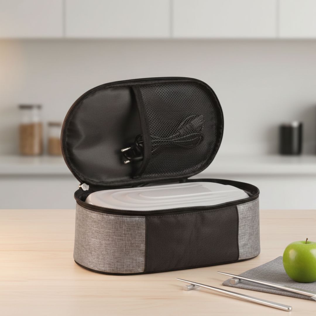 ThermoBite Slim: Electric Lunch Box with 2 Steel Containers
