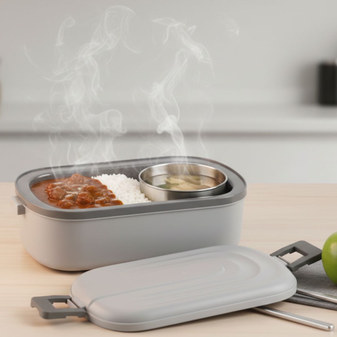 ThermoBite Slim: Electric Lunch Box with 2 Steel Containers