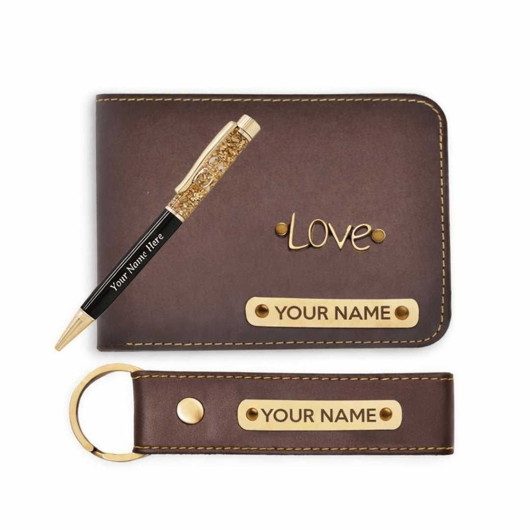 Customized Men’s Wallet, Pen & Keychain