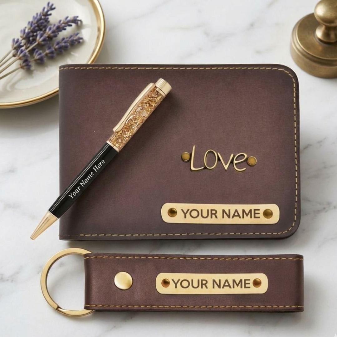 Customized Men’s Wallet, Pen & Keychain