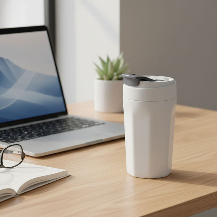 Glass sipper mug with outer Plastic body