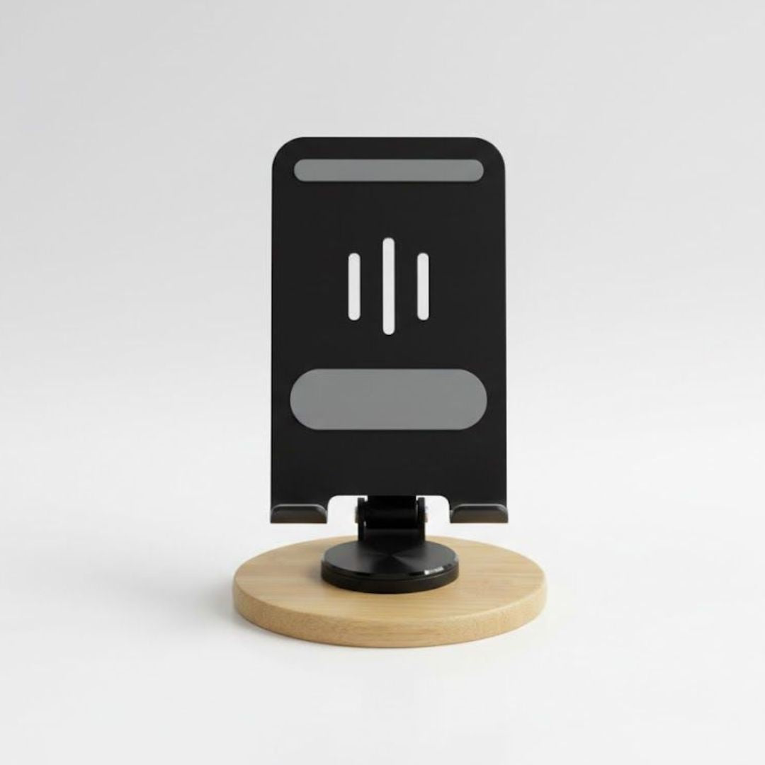 Rotating Metal Mobile Stand with bamboo base