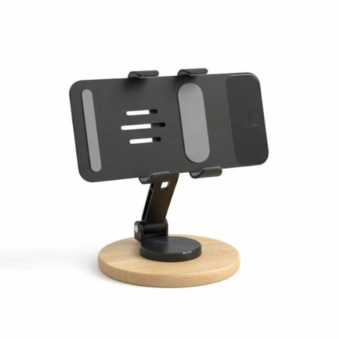 Rotating Metal Mobile Stand with bamboo base