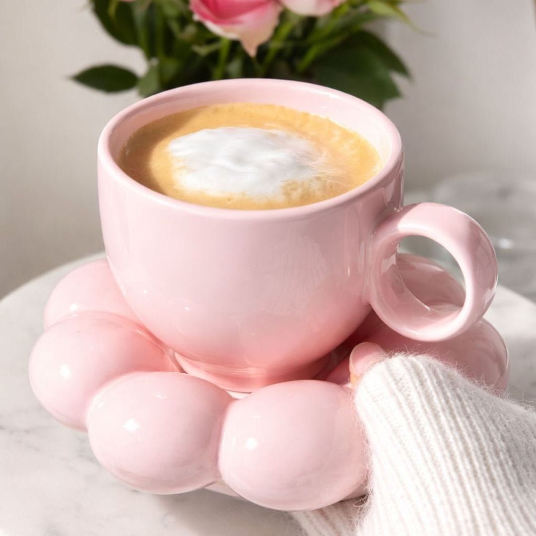 Decorative Cloud-Shaped Tea Cup and Saucer Set