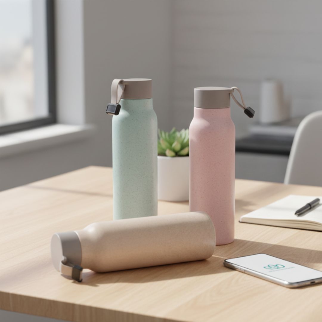 Glass bottle with wheat straw body