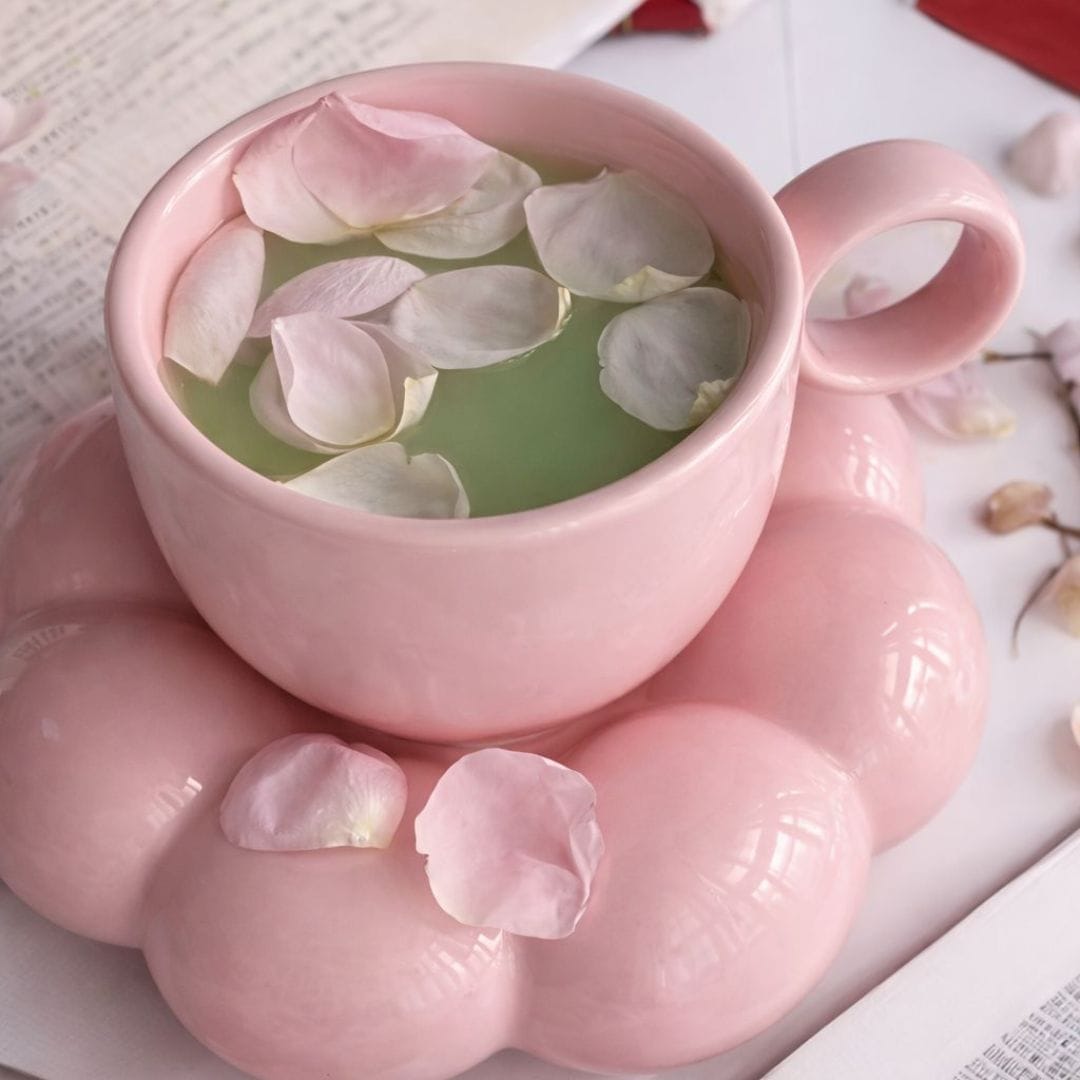 Decorative Cloud-Shaped Tea Cup and Saucer Set