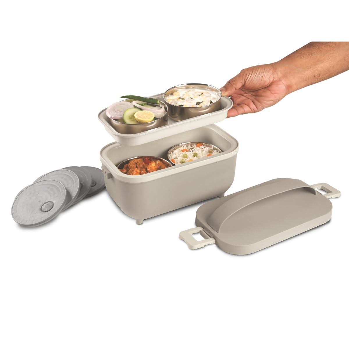 ThermoBite: Electric Lunch Box with 4 Steel Containers
