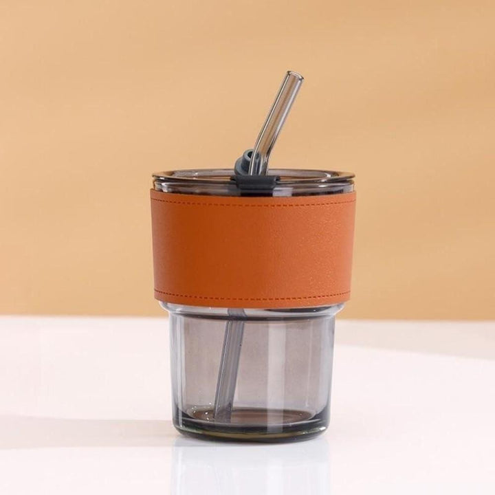 Travel Glass Coffee Mug with Lids and Straws