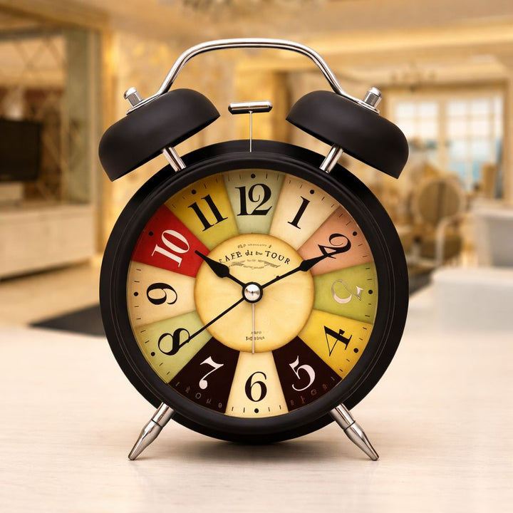 Table Clock Twin Bell Analog Alarm Clock for Students