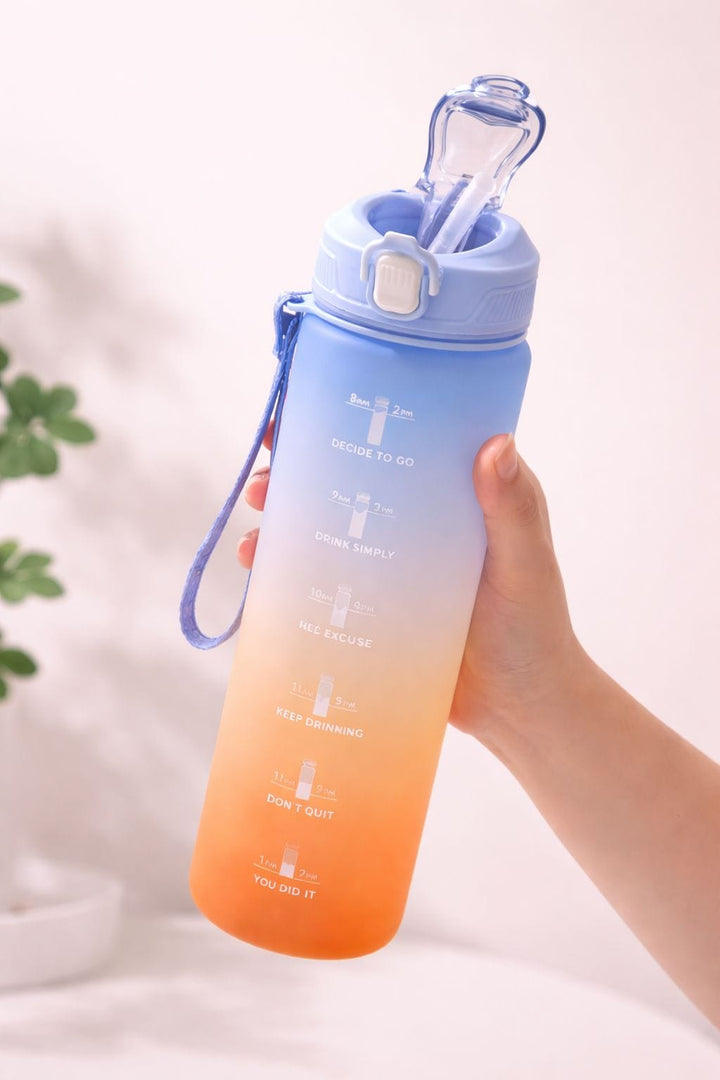 Motivational Water Bottles Set of Blue Orange