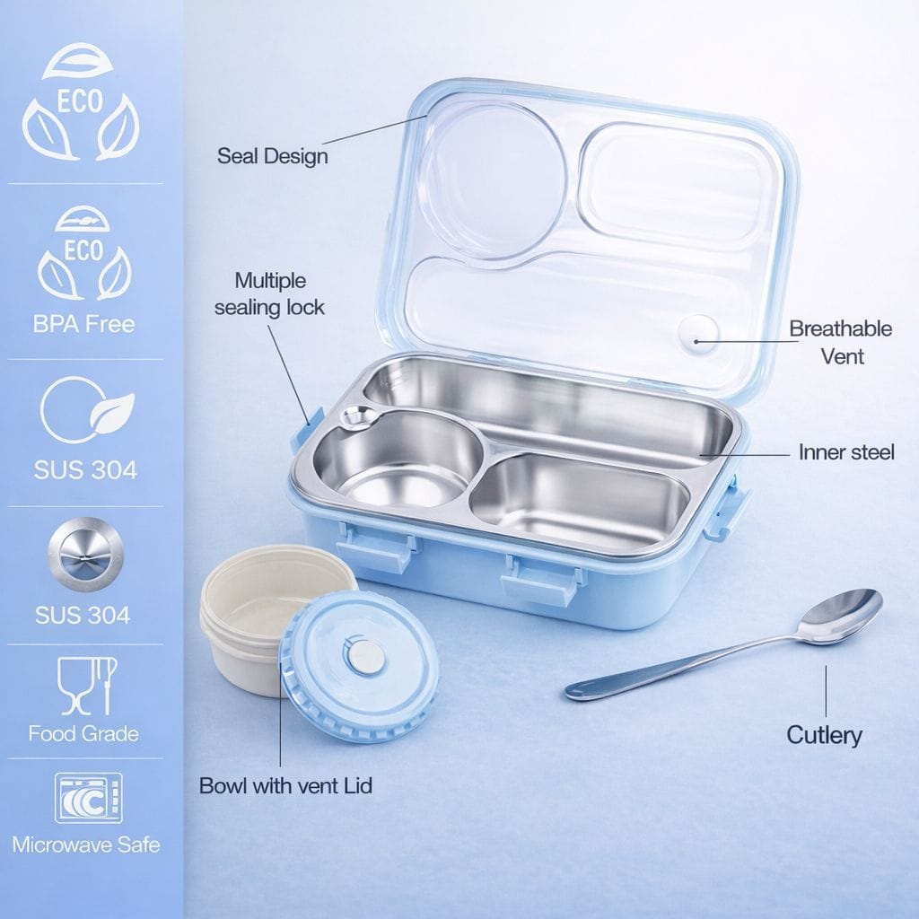 Stainless Steel Lunch Box with Compartments