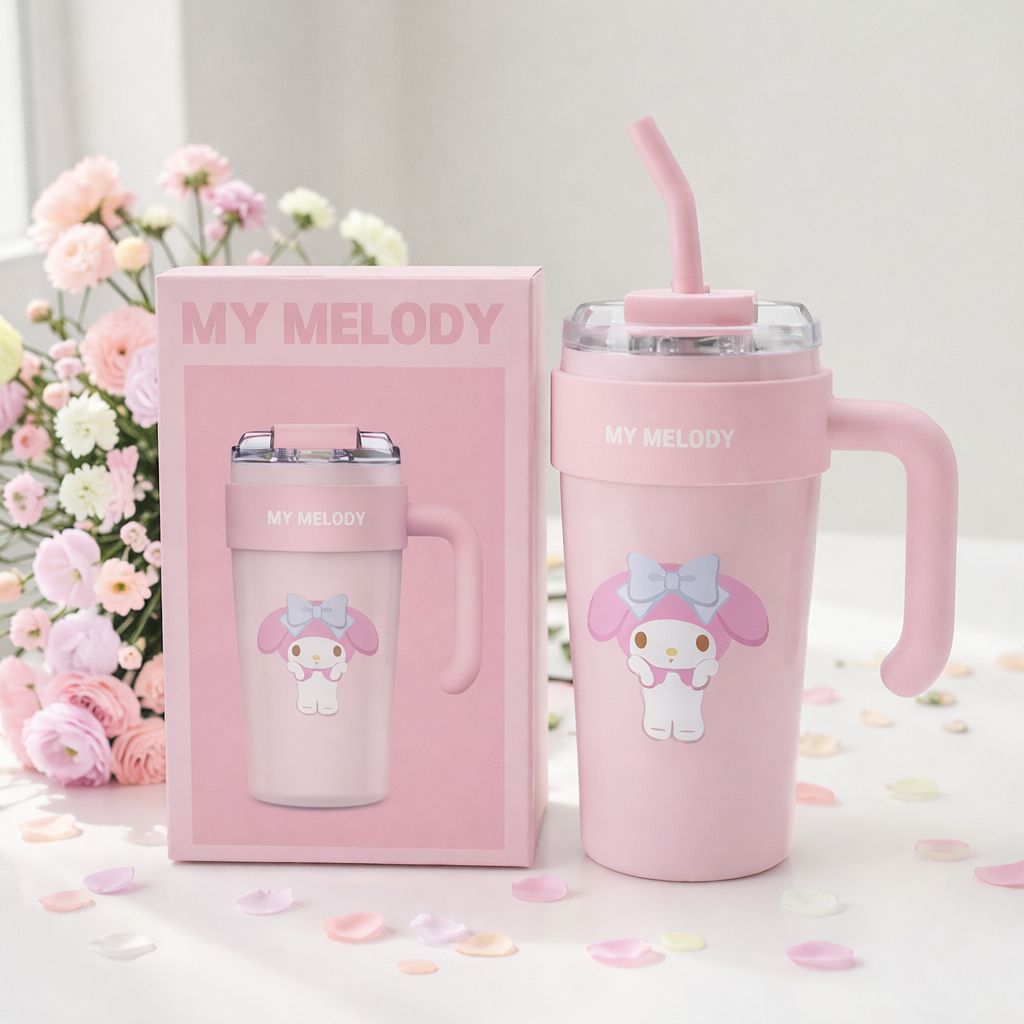 My Melody Stainless Steel Tumbler with Straw, 860ML