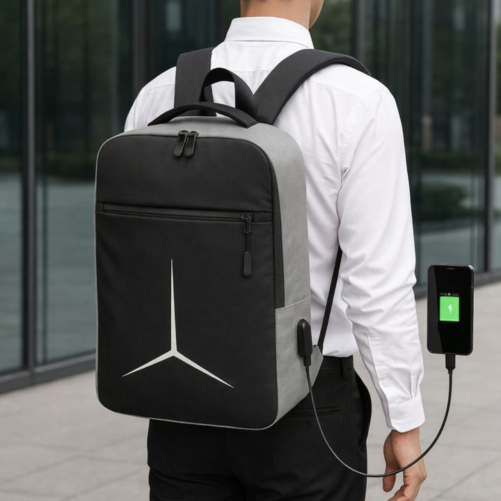 Business Laptop Backpack Durable Water Resistant for Men Women USB Interface Gray