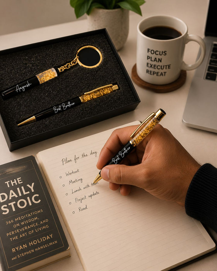 New Personalized Pen Keychain Gift Set With Gift Box