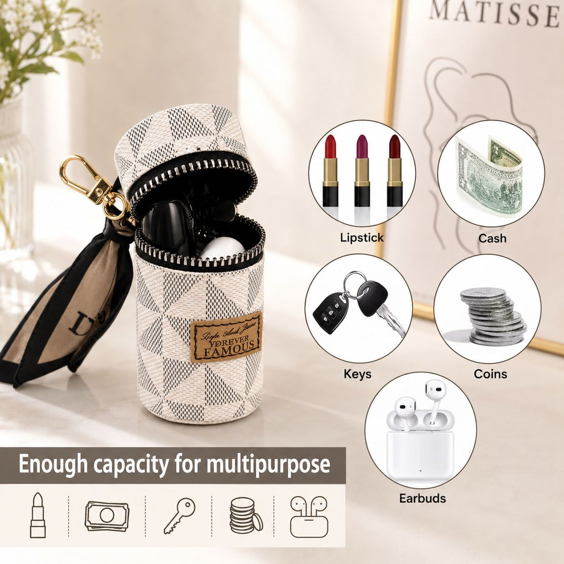 Mini Lipstick Case with Keychain