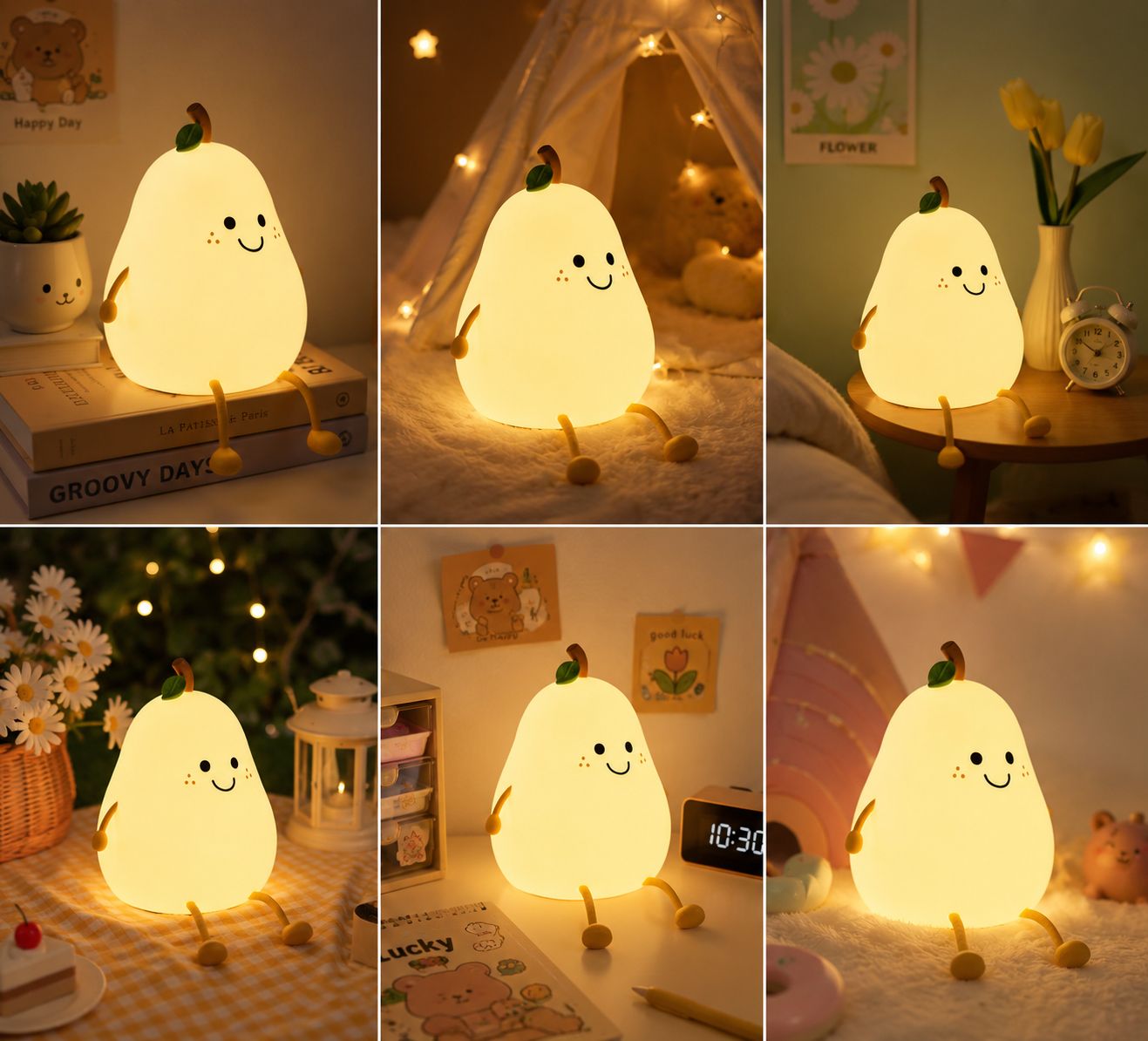 Cute Pear Design Silicone LED Night Light
