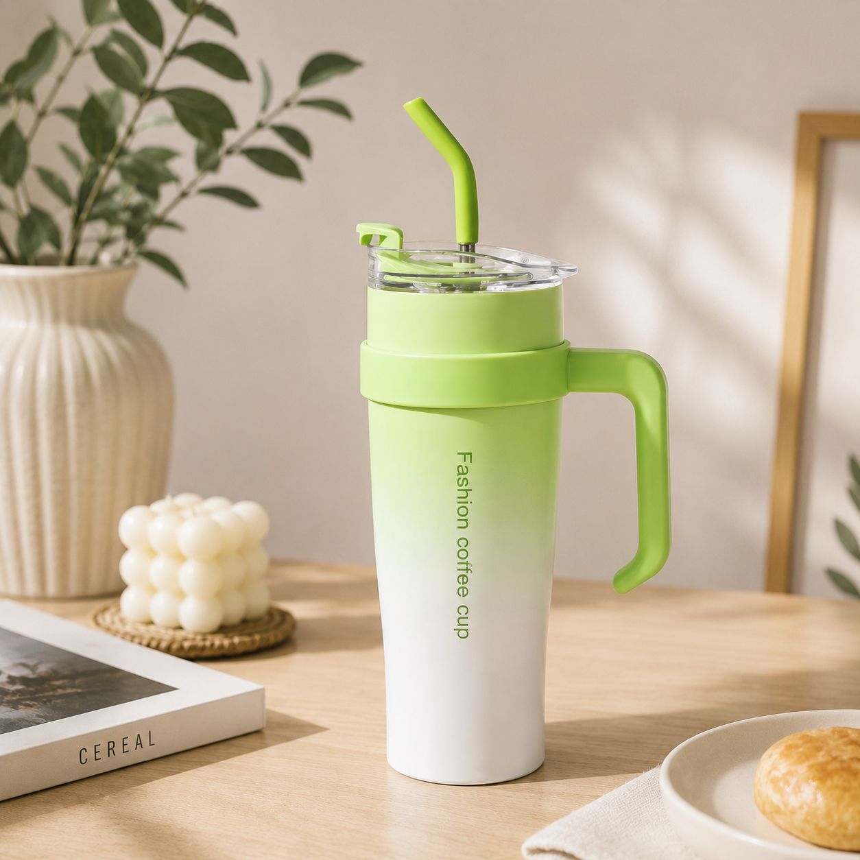 Tumbler with Straw and Lid 1.2L Stainless Steel Vacuum Insulated Mug Cup