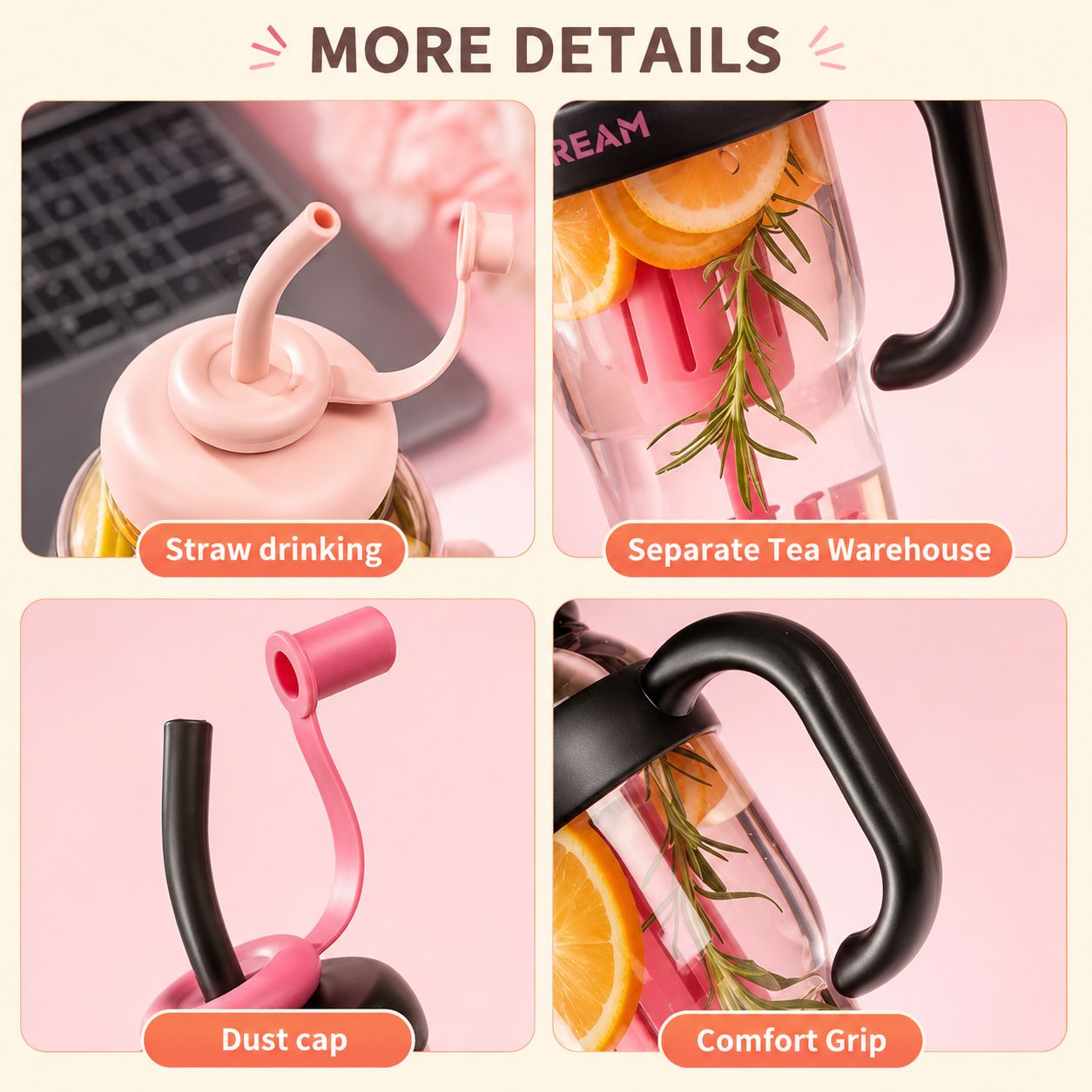 Fruit Infuser Detox Ice Cream Theme Sipper Bottle
