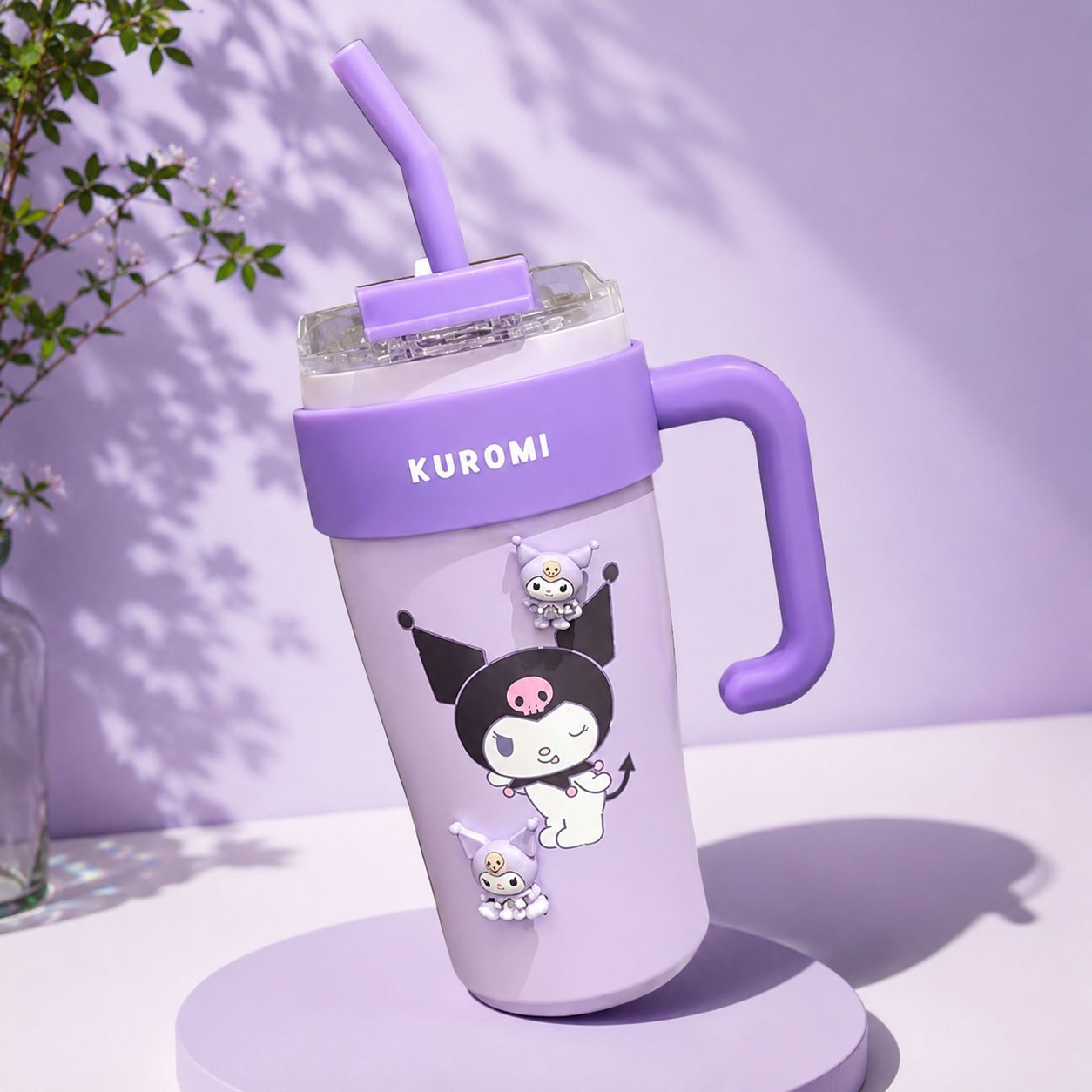 Cute My Melody Large Capacity Sipper Tumbler with Handle & Straw