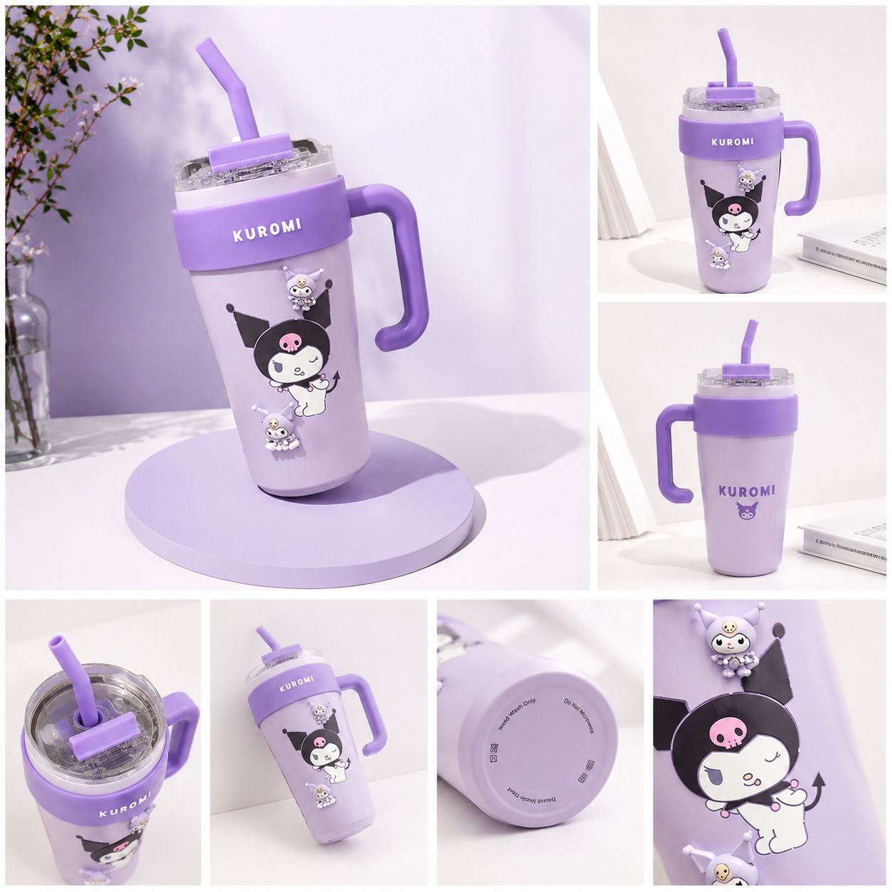 Cute My Melody Large Capacity Sipper Tumbler with Handle & Straw