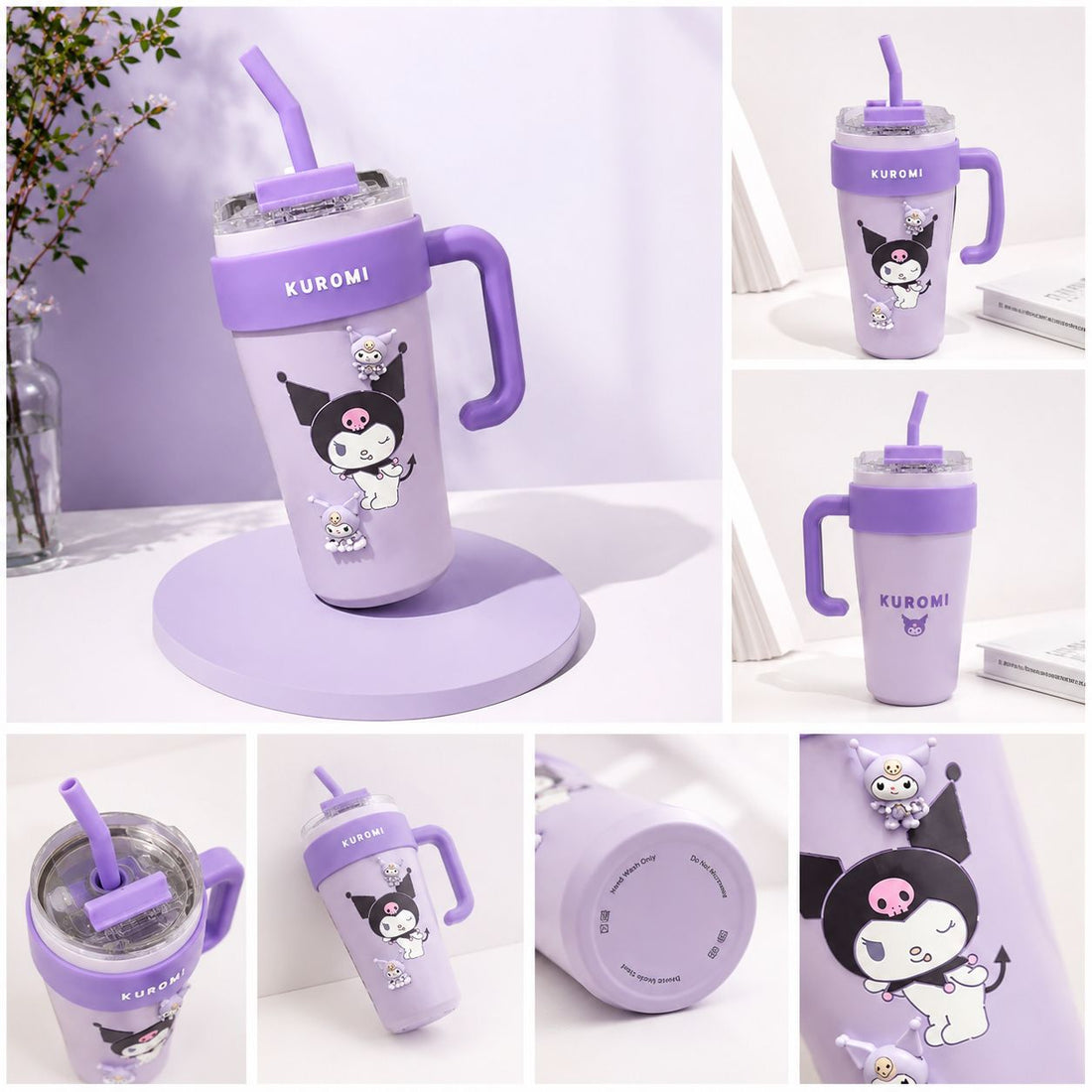 Cute My Melody Large Capacity Sipper Tumbler with Handle & Straw