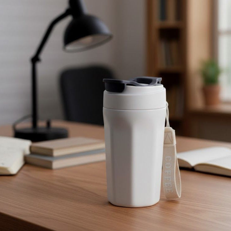 Glass sipper mug with outer Plastic body