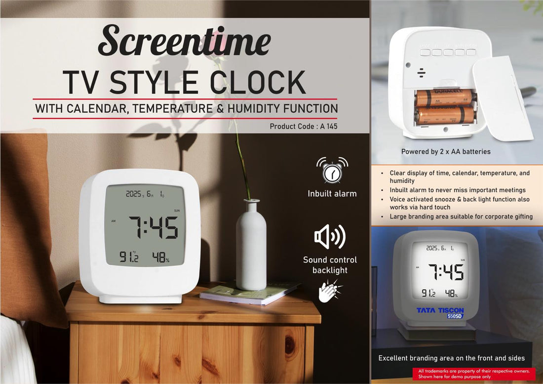 TV style clock with Calendar