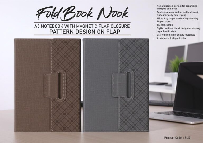 A5 Notebook with magnetic flap closure