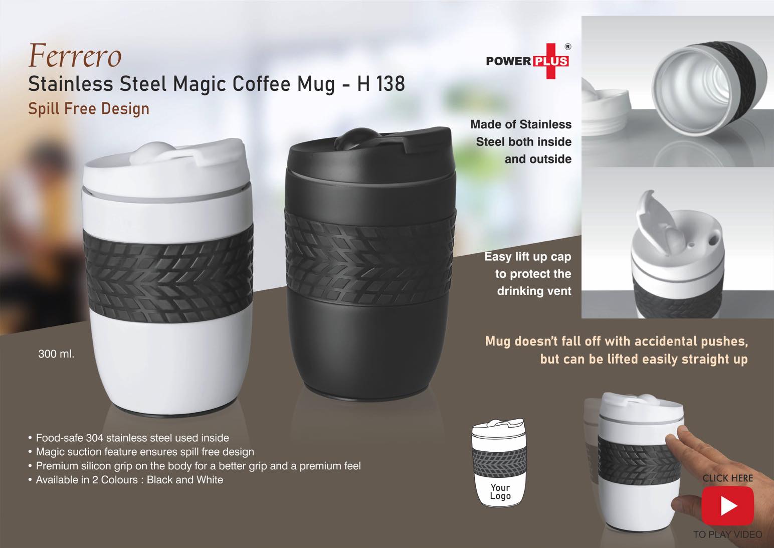 Ferrero Stainless Steel Magic Coffee Mug (300 ml approx)