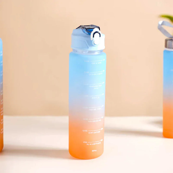 Motivational Water Bottles Set of Blue Orange